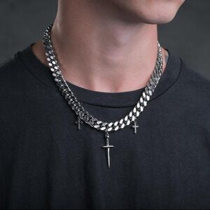 Statement AU Crusader Dagger Cross Necklace